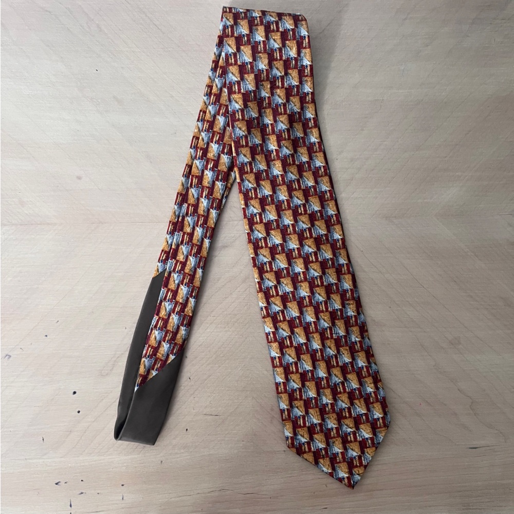 Ermenegildo Zegna Disegno Esclusivo 100% Silk Geometric Patterned Tie Red